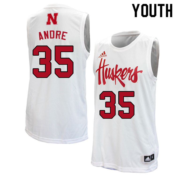Youth #35 Eduardo Andre Nebraska Cornhuskers College Basketball Jerseys Sale-White - Click Image to Close